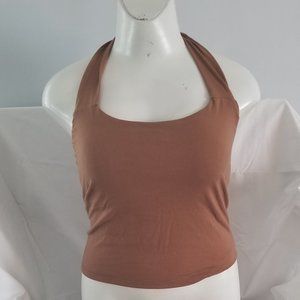 cute vintage milk chocolate brown halter tie top
